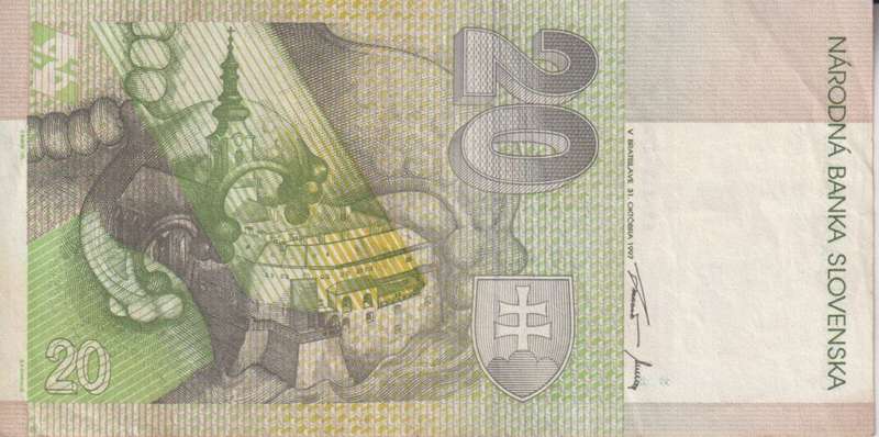 SLOVAKIA 20 KORUN 1993 P-20 VF