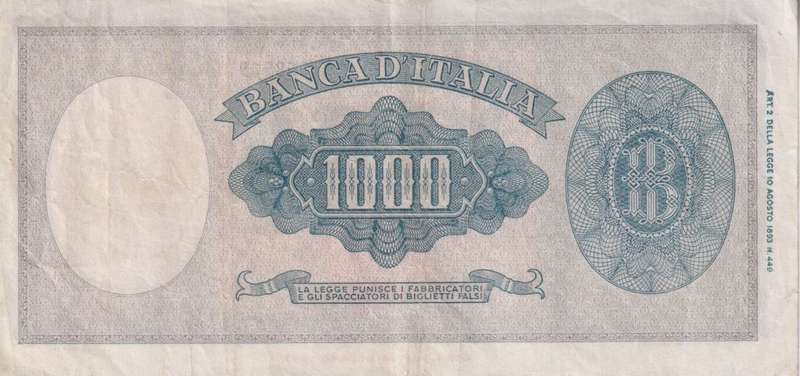 ITALY 1000 LIRE 1947-48 P83 VF+