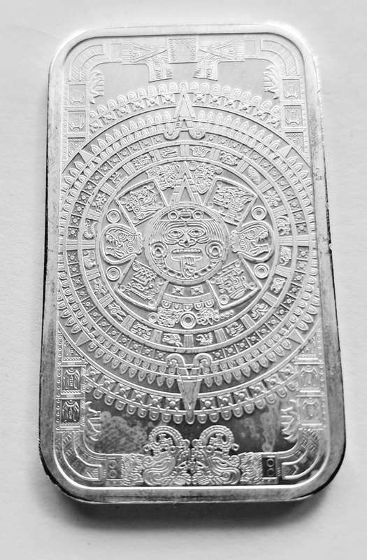 1 OZ SILVER BAR - AZTEC CALENDER  - GOLDEN STATE MINT