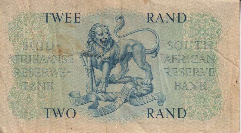 REPUBLIC OF SOUTH AFRICA -2 RAND M.H. de Kock B/76 1961 #E/A 366 VF