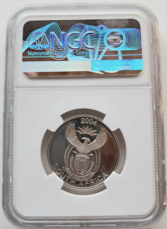 REPUBLIC OF SOUTH AFRICA - 2004 SILVER PROOF 5c BIG 5 - LEOPARD - NGC GRADED PF69 ULTRA CAMEO