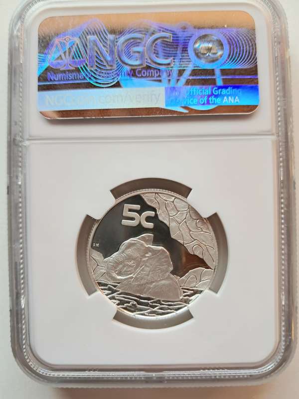 REPUBLIC OF SOUTH AFRICA - 2002 SILVER PROOF 5c BIG 5 - ELEPHANT - NGC GRADED PF69 ULTRA CAMEO