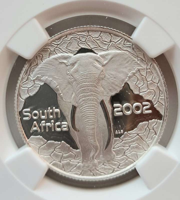 REPUBLIC OF SOUTH AFRICA - 2002 SILVER PROOF 5c BIG 5 - ELEPHANT - NGC GRADED PF69 ULTRA CAMEO