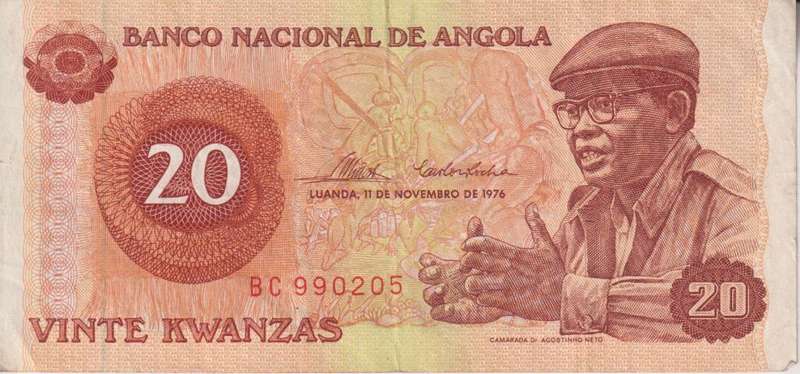 ANGOLA 20 KWANZAS 1976 P109 VF