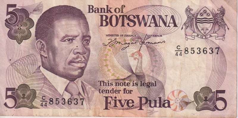 BOTSWANA - 5 PULA 1989-92 VF