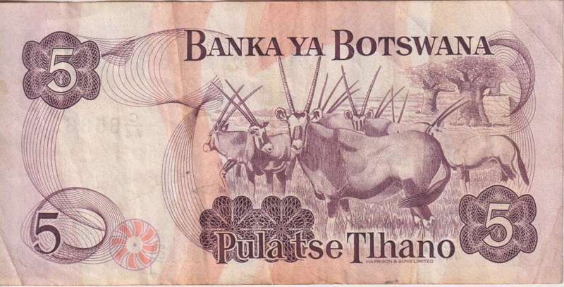 BOTSWANA - 5 PULA 1989-92 VF