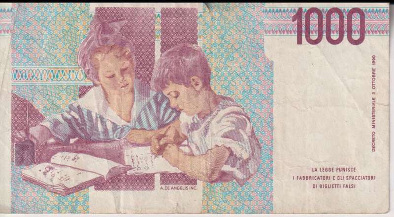 ITALY 1000 Lire P 114c 1990  VF