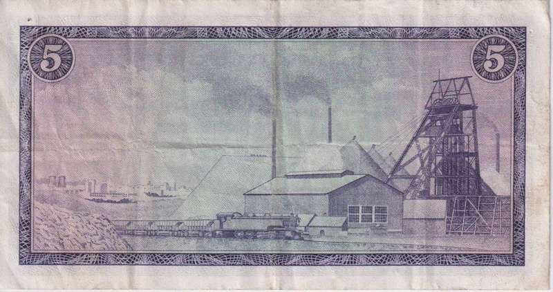 REPUBLIC OF SOUTH AFRICA - 5 RAND T.W.de Jongh F/223  1967  A/E 432 VF