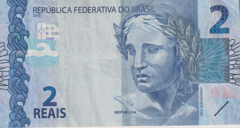 BRAZIL 2 REALS 2010 P252 VF