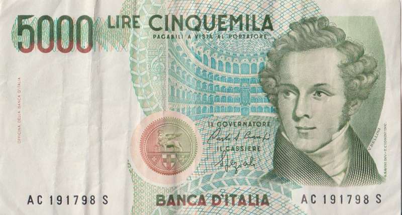Italy 5000 Lire, 1985, P-111 VF