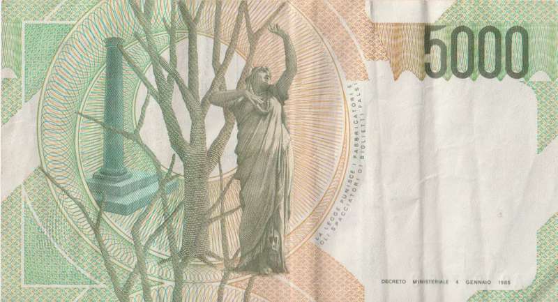 Italy 5000 Lire, 1985, P-111 VF
