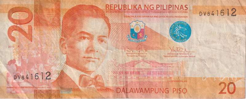 PHILIPPINES 20 PISO 2015 P206a VF