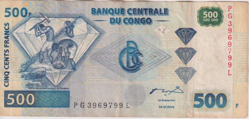 Congo Democratic Republic 500 Francs 2002 P-96 VF