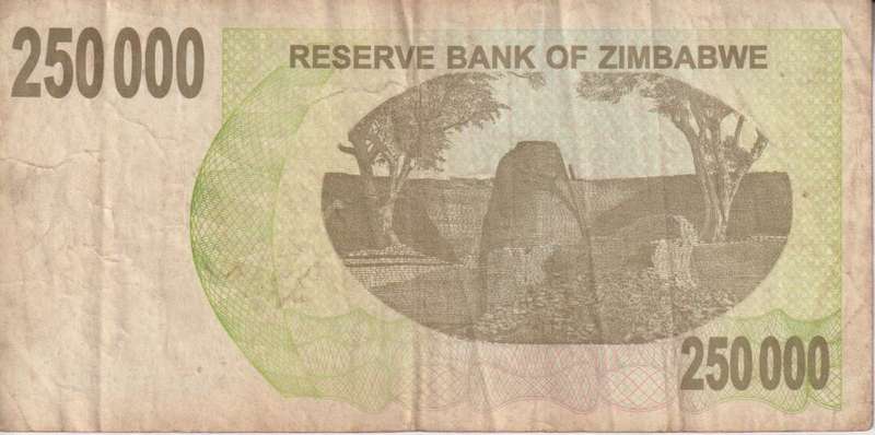 Zimbabwe 250,000  Dollars BEARER`S  CHEQUE 2007 P50 VF