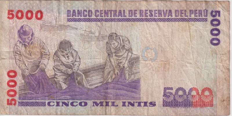 PERU 5000 PESOS 1988 P139 VF (SEPT19880