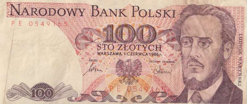 POLAND 100 ZLOTYCH 1986 P143e.1 VF