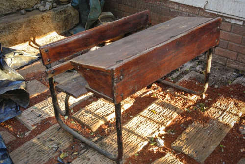 Childs double seater wooden desk from 1960's in good condition