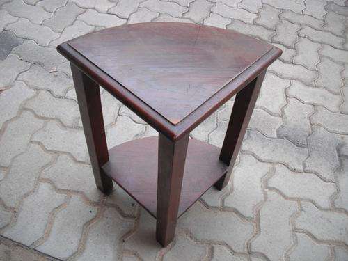 RETRO CORNER TABLES (x2) IN DARK WOOD AND GOOD CONDITION R200 EACH