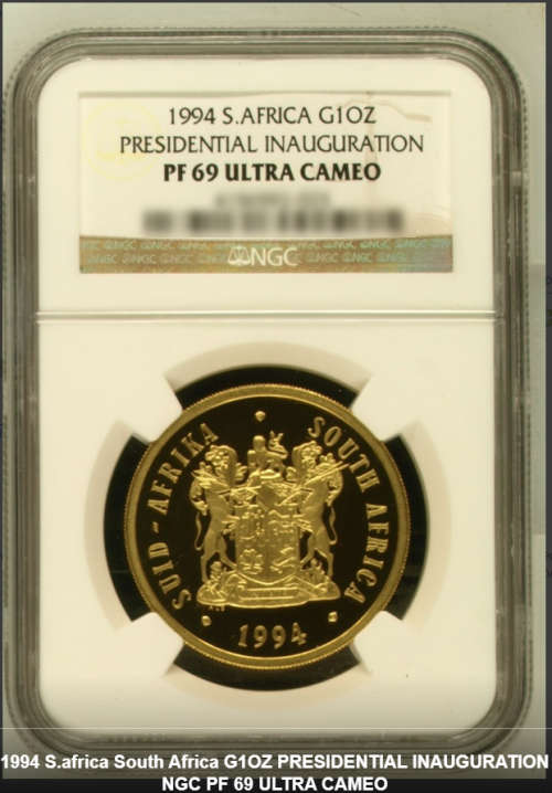 South Africa 1994 Presidential Inauguration 1 oz Gold Proof Medallion - NGC PF 69 ULTRA CAMEO