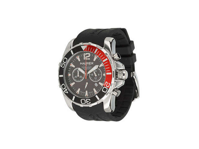 Bargain!! Haurex Italy Men's 'Caimano' Chronograph Diver's Watch (Black Stainless Steel)