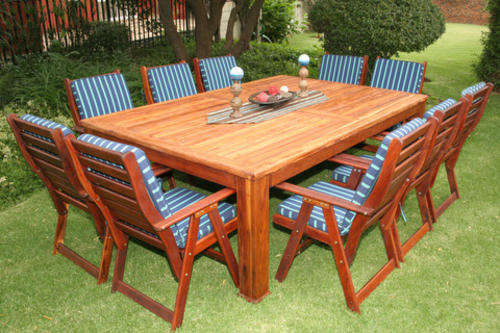 10 SEATER RHODESIAN TEAK PATIO SET