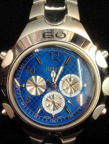 STUNNING SILVER MENS WATCH WITH BLUE FACE