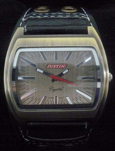 JUSTIN WATCH WITH GENUINE LEATHER STRAP