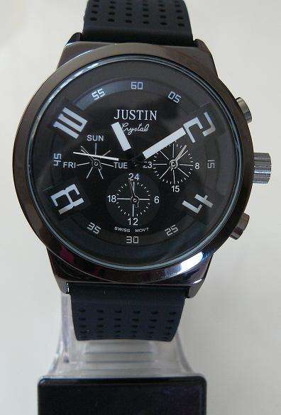 JUSTIN WATCH WITH BLACK SILICONE STRAP