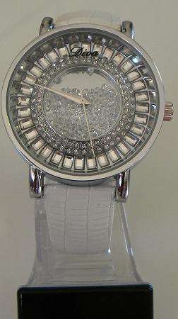 BEAUTIFUL!!! Diva Watch With White Genuine Leather Strap(something different)
