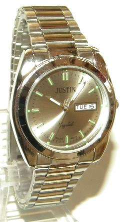 SILVER JUSTIN WATCH WITH DATE DISPLAY