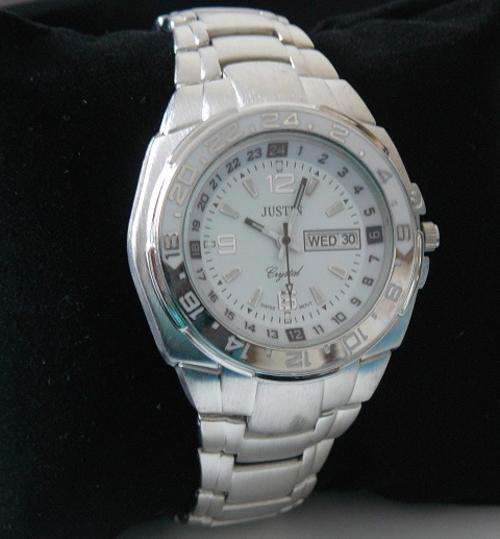 Silver Justin watch (white face) *with date display*