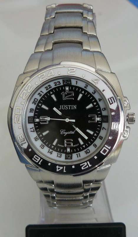 SILVER JUSTIN WATCH (BLACK FACE)
