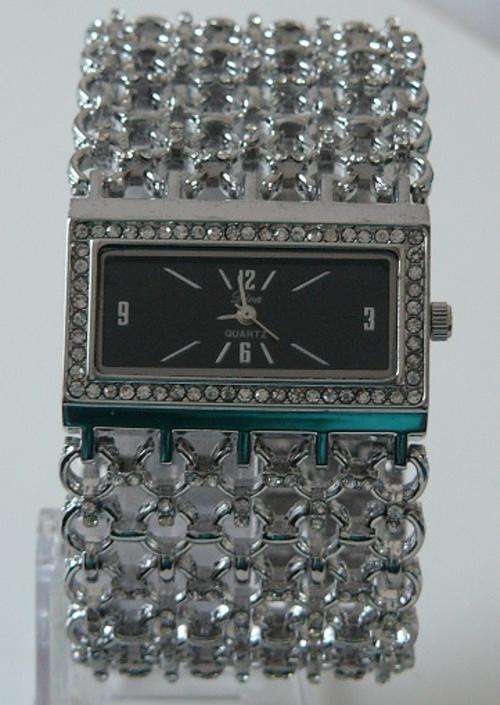 Silver Quartz Watch with Black Face!! great gift