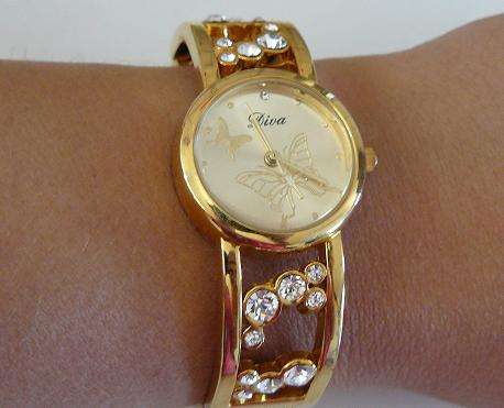 Beautiful Gold watch with Butterflies & Diamonds