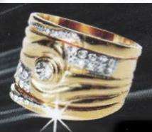 START VALENTINES SHOPPING ! EXCLUSIVE IMPORTED AKI DESIGNER FUSED 18ct GOLD DIAMANTE RING