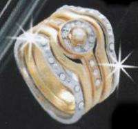 START VALENTINES SHOPPING ! EXCLUSIVE IMPORTED AKI DESIGNER FUSED 18ct  GOLD DIAMANTE WEDDING RING