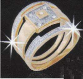 START VALENTINES SHOPPING ! EXCLUSIVE IMPORTED AKI DESIGNER FUSED 18ct  GOLD DIAMANTE WEDDING RING