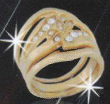 START VALENTINES SHOPPING ! EXCLUSIVE IMPORTED AKI DESIGNER FUSED 18ct  GOLD DIAMANTE WEDDING RING