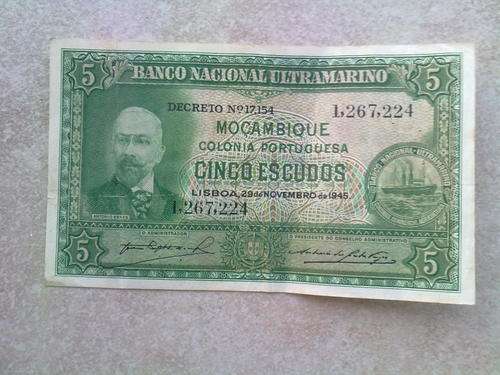 1945 Mocambique (five) cinco escudos