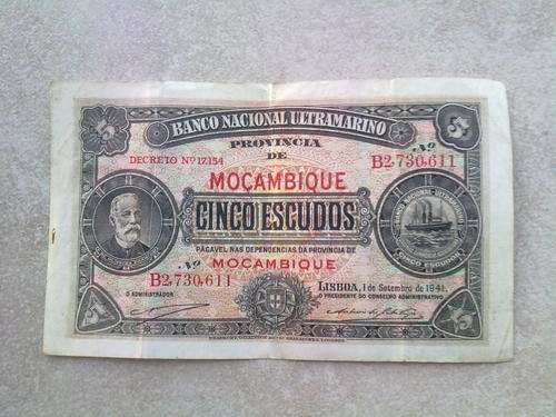 1941 Mocambique (five) cinco escudos