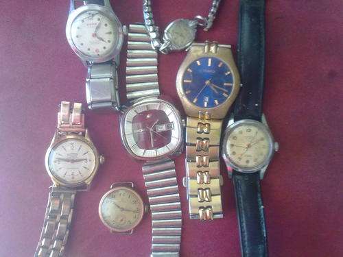 7 x watches for repair or spares( omega gold plated,pierce, enicar, romer goldplated, tempo, union