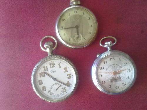 3x pocket watches for repair or spares. ( roskopf patent, rotary, westcloc-dax.