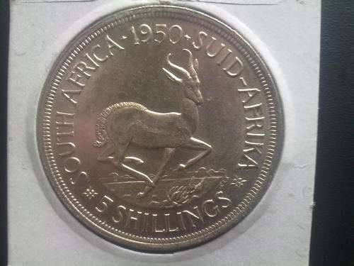 South Africa 1950 5Shillings 80% silver - very good