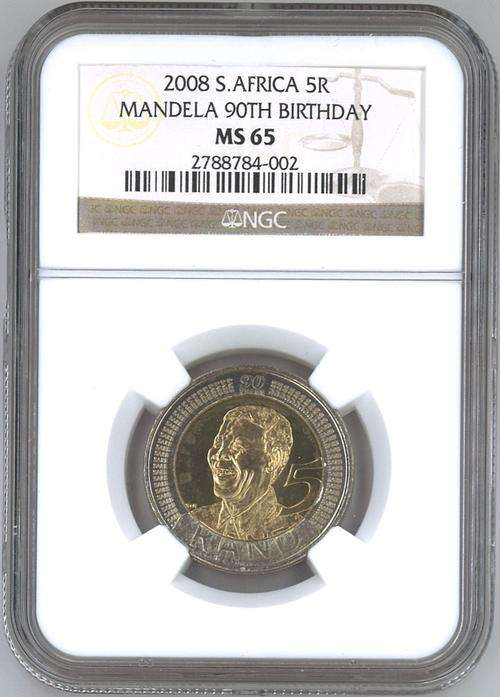 2008 R5 Mandela Birthday coin - NGC MS 65