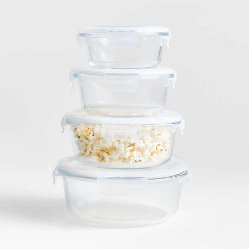 Round Glass Food Container with Lid (PINK | 600ml)