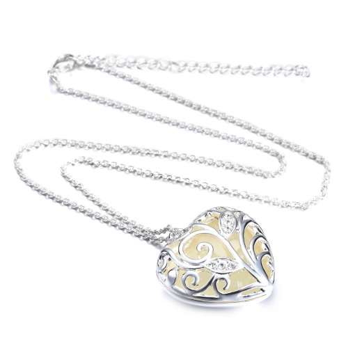 Glow-In-The-Dark Heart Pendant on Chain (Deep Blue)