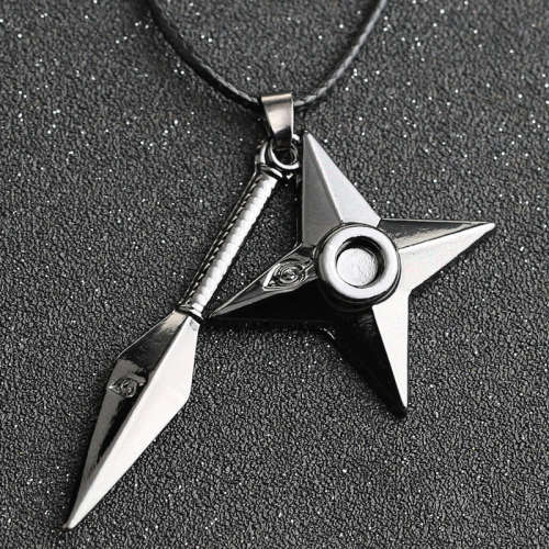 Naruto Shippuden / Boruto : Kunai and Shuriken pandents on rope chain