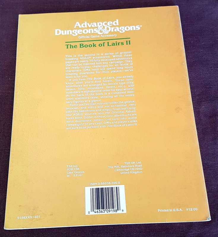 Advanced Dungeons & Dragons The Book of Lairs 2