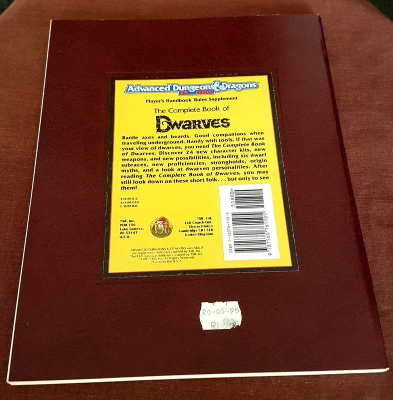 The Complete Book of Dwarves Advanced Dungeons & Dragons