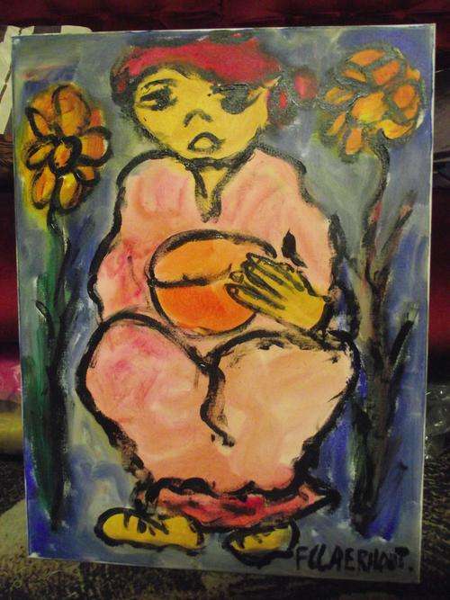 Claerhout lady with a pot and flowers